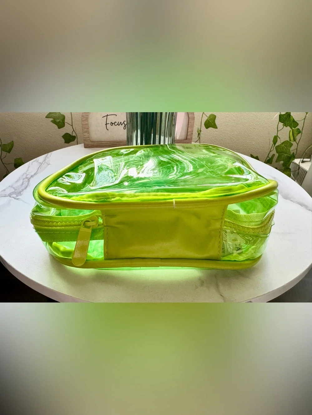 Neon Lime Clear Cosmetic Bag